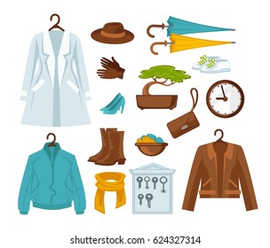 Set of stylish female clothes