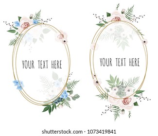 Set Stylish floral vector design round frame. Vector illustration. Frame border with copy space. eps10