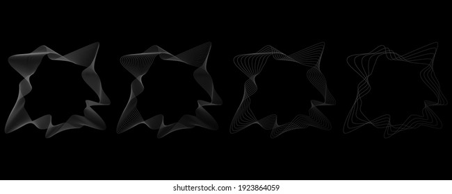Set of stylish frames made of wavy lines for graphic design. Abstract 3D shapes. Vector illustration. EPS 10.