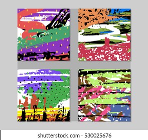 Set of Stylish Fun Invitation Card for Holiday Days and Celebration Party. Best Modern Design Vector Illustration: Hand Drawn Textures for Headline, Banners, Logos, Brochures and other Templates. 