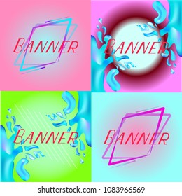 set of stylish geometric banners