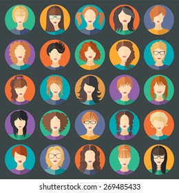 Set of stylish girls in modern flat design. Vector illustration