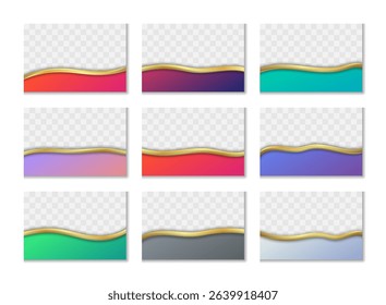 Set of Stylish Golden with Beautiful Gradient Business Footer. Transparent Gradient Footer Background for Business Flyer, Banner, Website, Poster or More
