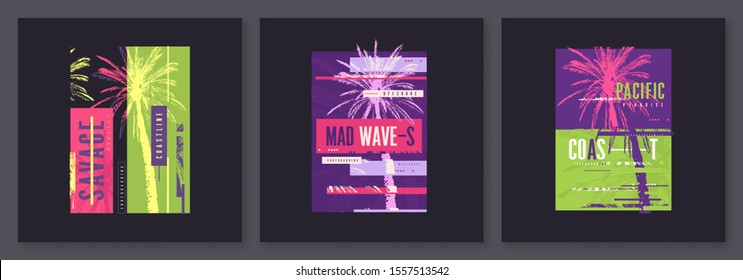 Set of stylish graphic t-shirt vector designs, posters, typography.