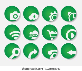Set of stylish green icons. Application icons set.