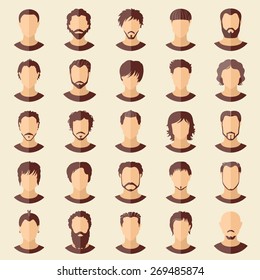 Set of stylish guys in modern flat design. Vector illustration