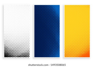 set of stylish halftone banners set design