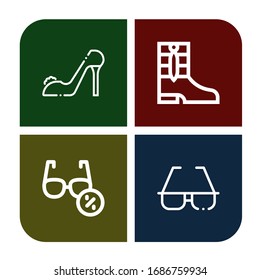 Set of stylish icons. Such as High heels, Boots, Sunglasses , stylish icons