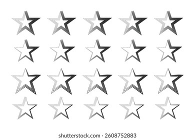 Set of Stylish, Layered Star Icons for Design Projects.
