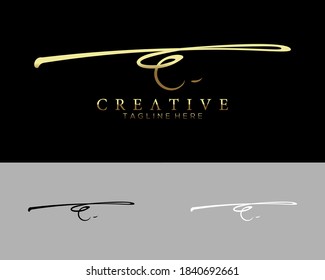 Set stylish Letter E Gold, Monogram and white colours, Signature Logo Design Template