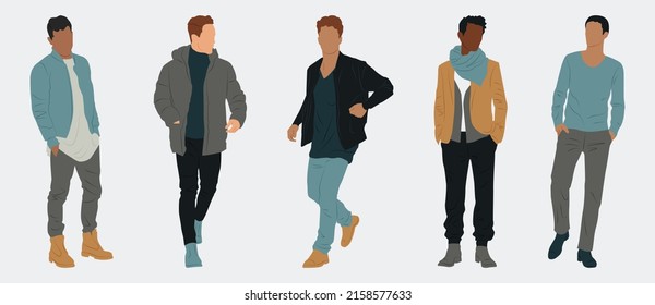 Set with stylish men in different clothes.