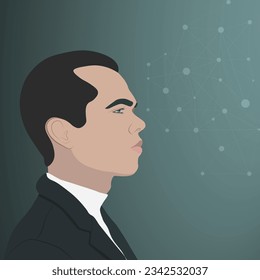 Un conjunto de hombres de diseño. Retrato masculino abstracto, vista cara a cara. Jefe de negocios. Ilustración vectorial de material en estilo plano.