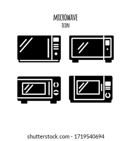 Conjunto de elegantes iconos de hornos microondas. Estilo lineal. Ilustración de material vectorial.