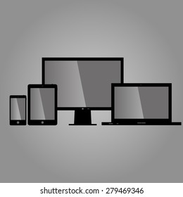 set of stylish, modern, modern electronic technology. four devic