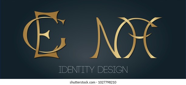 Set of stylish monograms for luxury logo design - letters GE and NH