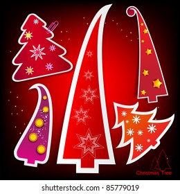 Set of stylish paper christmas trees. Vector illustration.