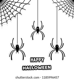 Set of stylish paper spiders for decorating a house on Halloween. Halloween design. Spider web and spiders. Vector illustration isolated on white background