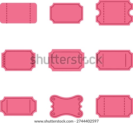 Set of stylish pink ticket templates for events and promotional activities