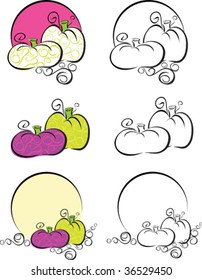 A set of stylish pumpkin vectors, would make nice embellishments for fall party invitation or recipes