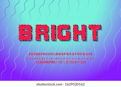 Set of stylish red and pink alphabet letters and numbers on a beautiful background. vector modern 3D font. the modern design of the font. Vector illustration.