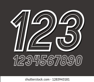 Set of stylish retro rounded vector digits, modern numerals collection can be used in poster art creation.