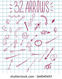Set of stylish and simple useful hand drawn arrows. Easy-editable