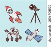 Set of stylish space hand drawing vector illustration