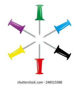 Set of stylish stationery multicolored buttons, vector illustration.