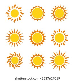 Set of Stylish Sun Icons 
