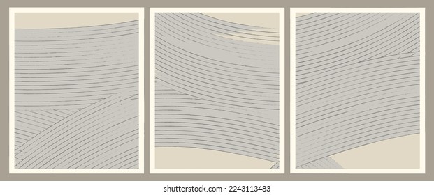 Conjunto de plantillas elegantes con formas abstractas y línea en colores sutiles. Fondo pastel de estilo minimalista. Dibujo contemporáneo. La decoración de las paredes, el fondo. ilustración vectorial