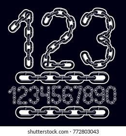 Set of stylish vector digits, modern numerals collection. Cool numbers for use as poster design elements. Created using connected chain link.