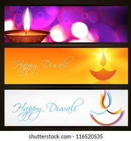 set of stylish vector diwali headers