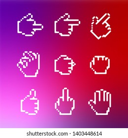 Set of stylish vector icons from hand gestures for design of applications and Internet services.Background from a fashionable colorful gradient