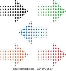 Un conjunto de flechas de semitono vibrantes con estilo en varias Formas y colores sobre un fondo transparente. Perfecto para infografías, presentaciones, Elementos de Web y diseños de proyectos de gráficas direccionales.