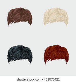 Set of stylish women's short haircuts in brown,blond,black and red colors