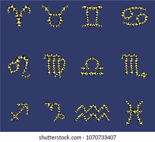 Set of stylish Zodiac signs