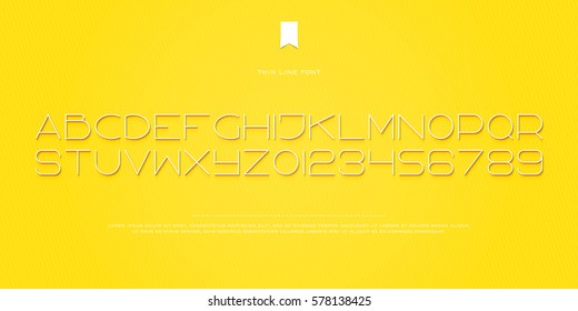 set of stylized alphabet letters and numbers. vector contemporary, thin font type. modern, subtle typeface design. fine, decorative typesetting