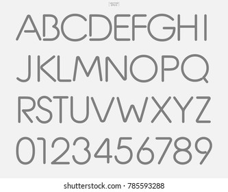 Set of stylized alphabet letters and numbers. Stylish typeface design. Vector illustration