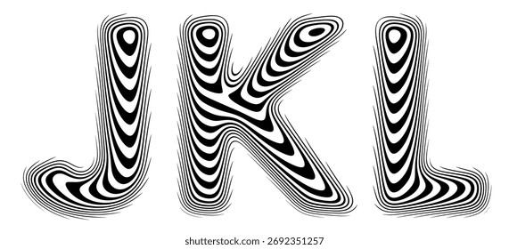 Ein Satz stilisierter Alphabete mit glatten reflektierenden Linien erzeugt eine Illusion perfekt polierter Oberfläche. Buchstaben, die durch weiche durchgehende Linien geformt werden, folgen der sanften Krümmung wie Flüssigkeitsreflexion. Vektorgrafik