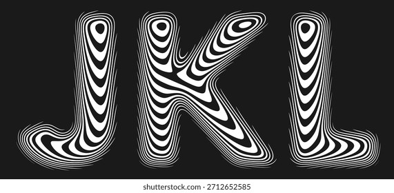 Conjunto de alfabeto estilizado con líneas reflectantes suaves crea la ilusión de una superficie perfectamente pulida. Seguir Letras formadas por suaves líneas continuas con la suave curvatura como reflejo líquido. Vector
