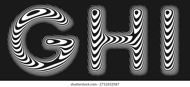 Conjunto de alfabeto estilizado con líneas reflectantes suaves crea la ilusión de una superficie perfectamente pulida. Seguir Letras formadas por suaves líneas continuas con la suave curvatura como reflejo líquido. Vector