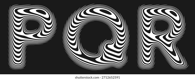Conjunto de alfabeto estilizado con líneas reflectantes suaves crea la ilusión de una superficie perfectamente pulida. Seguir Letras formadas por suaves líneas continuas con la suave curvatura como reflejo líquido. Vector
