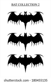 A set of Stylized Bats, spreading the wings with various head styles.