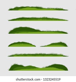 Set of stylized beautiful green grass.