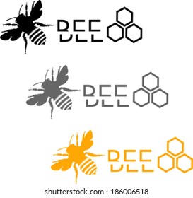 Set of stylized bee icons