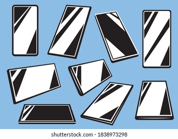 Conjunto de teléfonos móviles estilizados en blanco y negro 