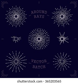Set stylized bundle around rays. Trendy mono line illustration. Modern minimalistic vector design elements