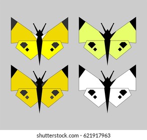 set of stylized butterflies in a geometric shape. Ideal for modern poster ideas logo