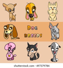 A set of stylized cartoon characters, funny dog. Vector illustration