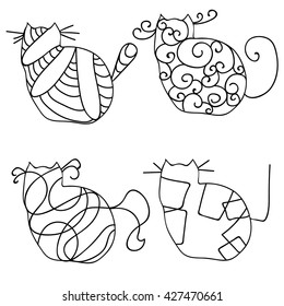 set of stylized cats
